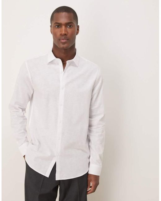 ASOS Natural Formal Linen Blend Regular Shirt for men