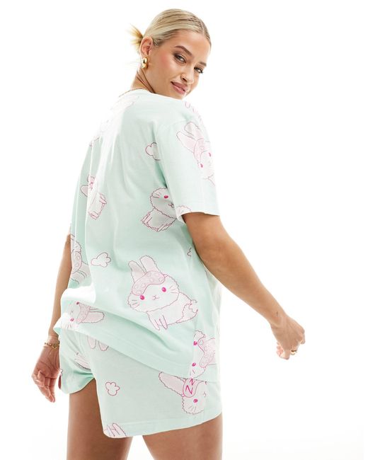 ASOS White Maternity Bunny Oversized Tee & Short Pyjama Set