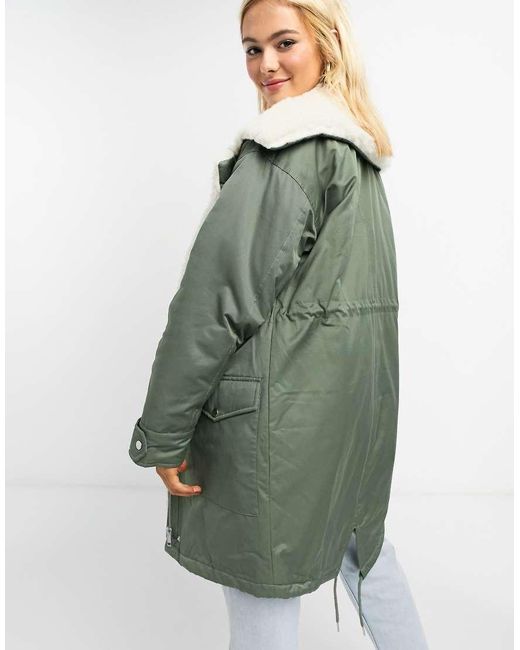 ASOS Gray Waterfall Parka With Borg Lining