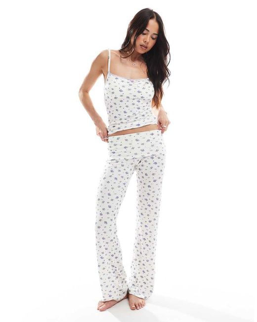 Cotton On White Sleep Recovery Roll-waist Lounge Trousers Co-ord