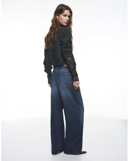 Pull&Bear Blue baggy Jeans With Drawstring