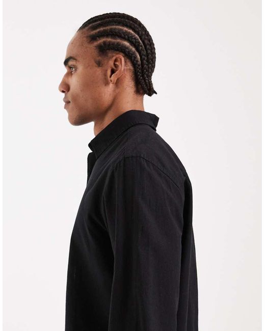 Jack & Jones Black Linen Blend Regular Shirt for men