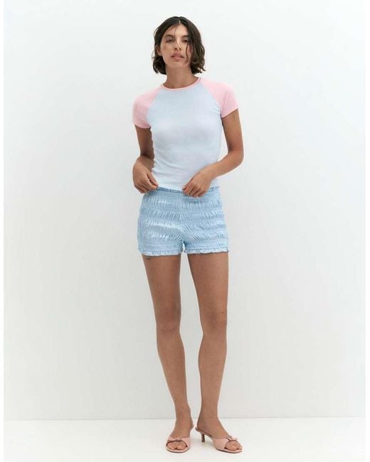 Pull&Bear White Contrast Raglan Sleeve T-shirt