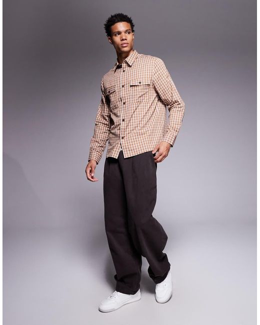 ASOS Regular Fit Check Shirt in Grey for Men Lyst UK