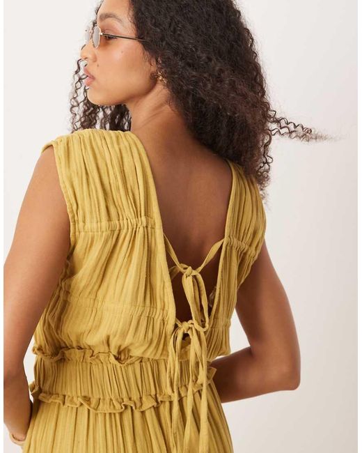 ASOS Yellow Double Cloth Gathered Bust Playsuit
