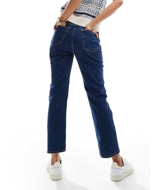 Abercrombie & Fitch Blue Ultra High Rise Ankle Straight Leg Jeans