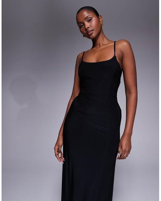 ASOS Blue Lace Up Back Maxi Slip Dress