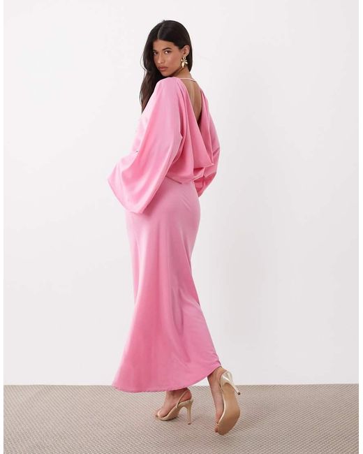Gina Tricot Pink Draped Back Maxi Dress