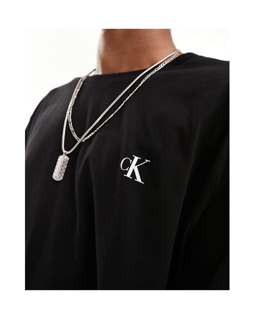 Calvin Klein Black Logo Long Sleeve Back Graphic T-shirt for men