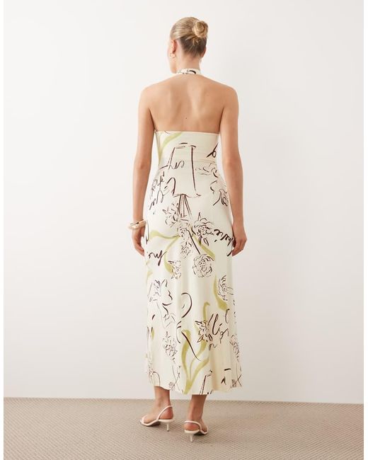 ASOS Natural Halter Trapeze Midi Dress