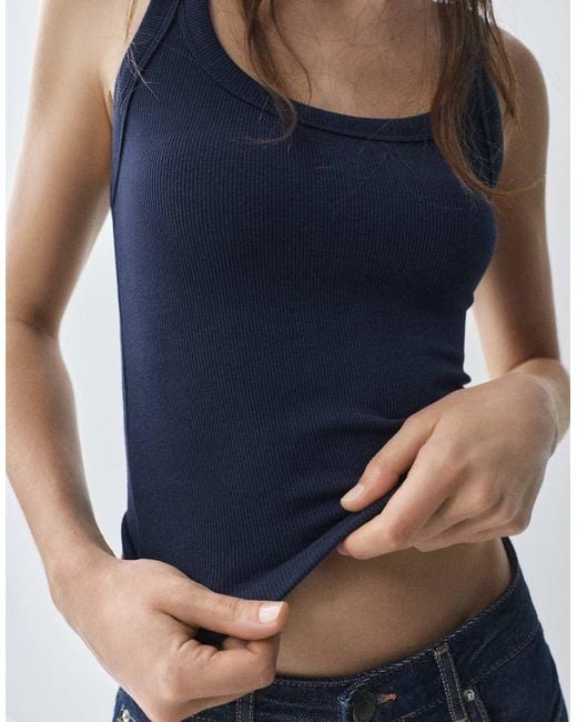Pull&Bear Blue Basic Tank Top