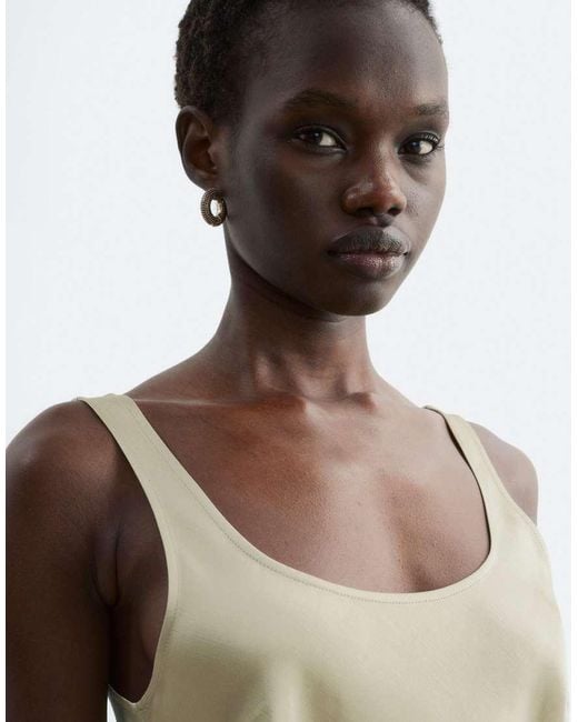 & Other Stories Natural Strappy Satin Mini Dress