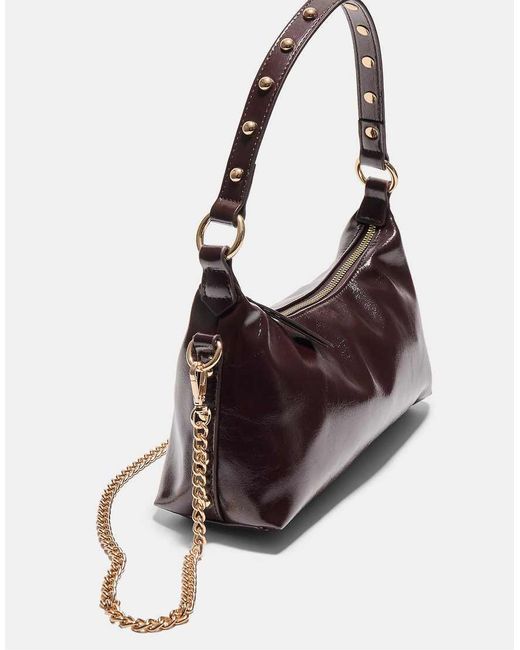 Stradivarius White Studded Half-moon Shoulder Bag