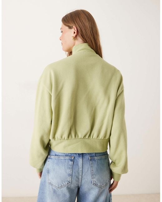 ASOS Green Supersoft Curved Hem High Neck Jumper With Balloon Sleeve