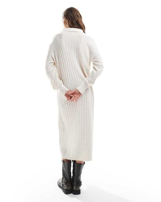 ONLY White Polo Neck Knitted Midi Dress