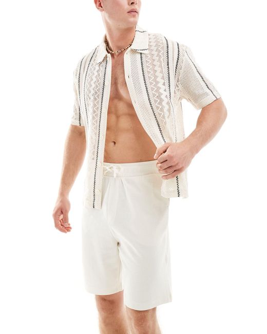 Bershka – strukturiertes hemd in White für Herren