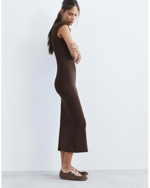 Pull&Bear Midi Jurk in het Brown