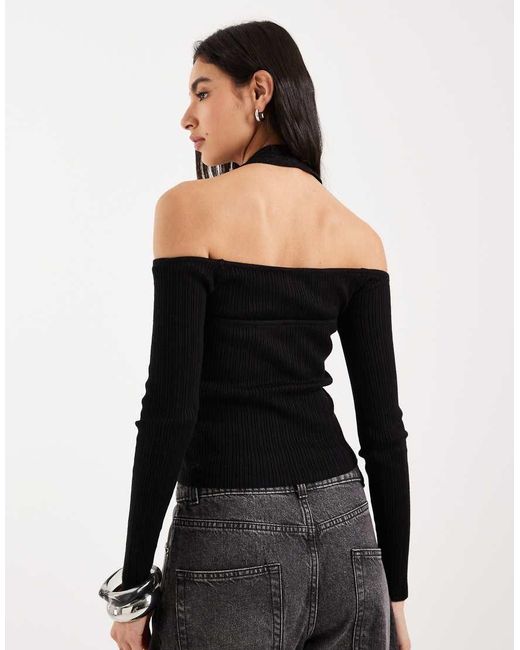 Mango Black Teen Cut Out Long Sleeve Top