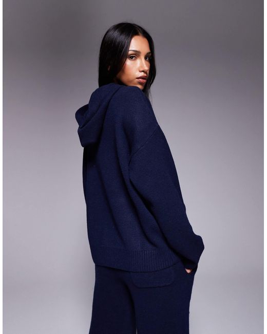 Sweat à capuche d'ensemble en maille avec broderie logo Kaiia en coloris Blue