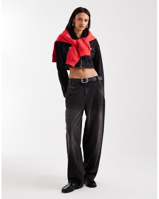 Tommy Hilfiger Black Cropped Zip Through Denim Jacket