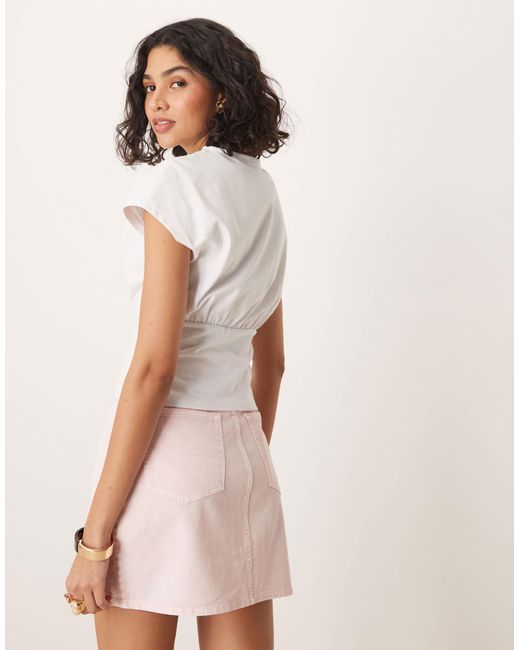 ASOS Pink Cinched Detail Tee With Corset Detailing