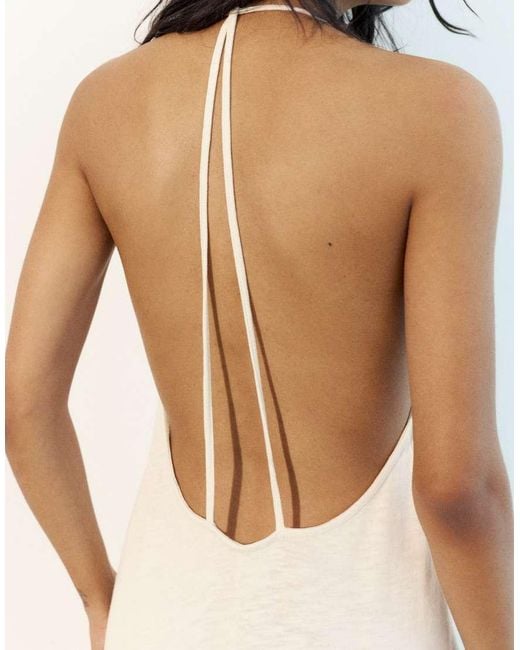 Pull&Bear White Midi Dress With Back Straps