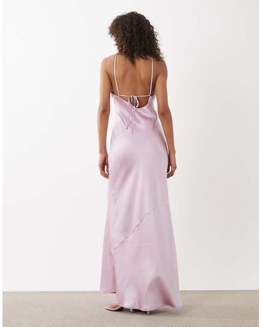 Pretty Lavish Pink Yvette Satin Halter Neck Maxi Dress