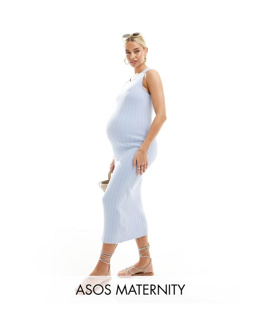ASOS White Asos Design Maternity Knitted Tank Midaxi Dress