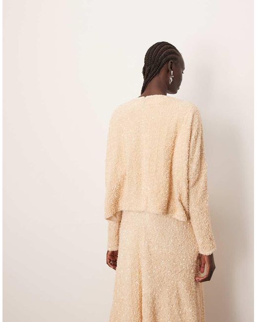 ARRANGE Natural Velvet Allover Sequin Top