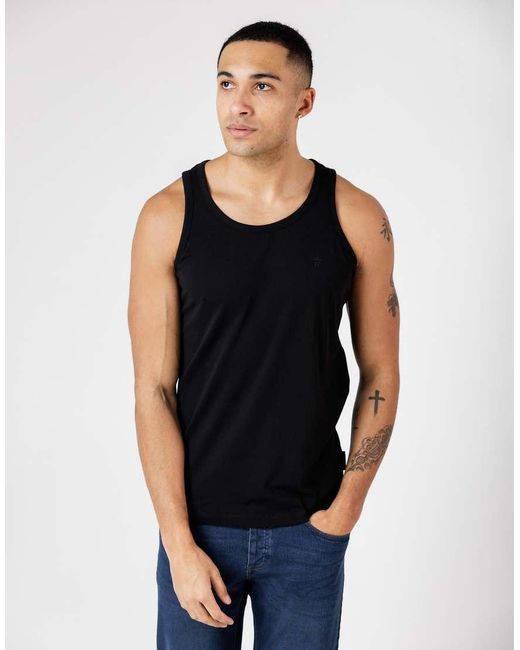 French Connection Black 3 Pack Cotton Round Neck Racer Vest for men