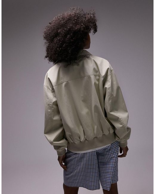TOPSHOP Brown Cotton Collar Bomber Jacket