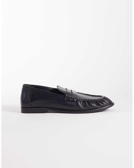 ASOS Black Penny Loafer With Ruching for men