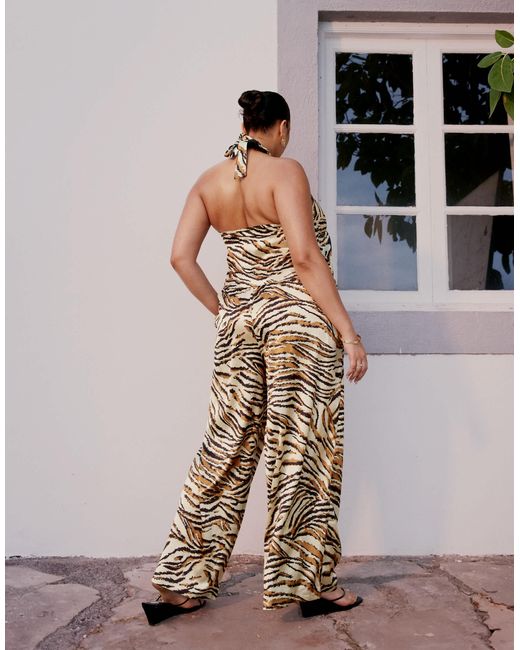 ASOS Metallic Asos design curve – gia – hose aus satin mit animal-print