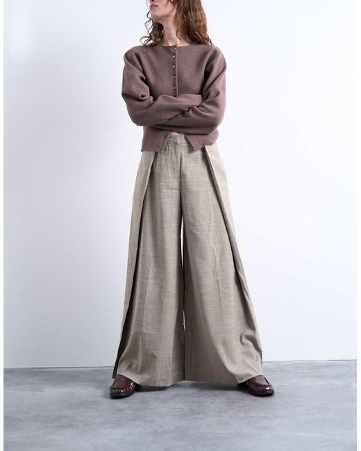 TOPSHOP White Premium Wrap Around Extreme Wide Leg Tailored Pants
