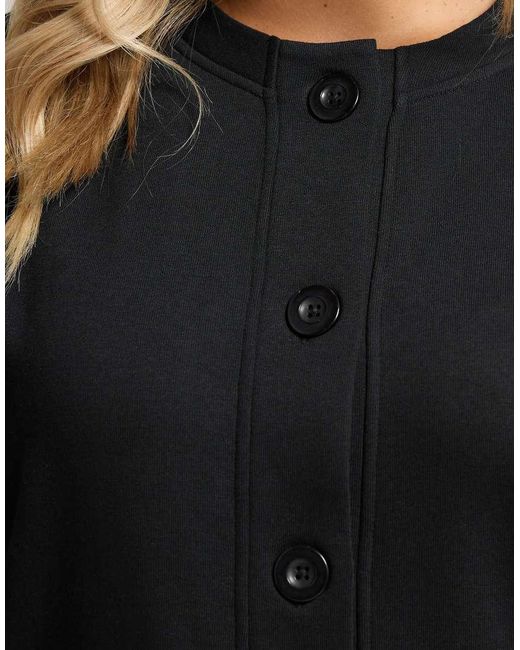 Yours Clothing Black Jersey Button Cardigan