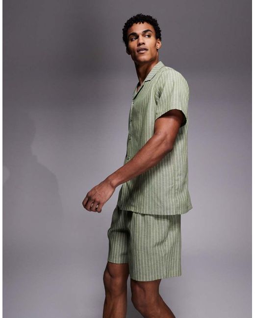 South Beach Green Linen Short for men