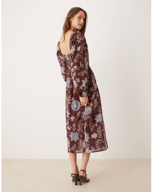 Nobody's Child Brown Amaya Balloon Sleeve Midi Dress