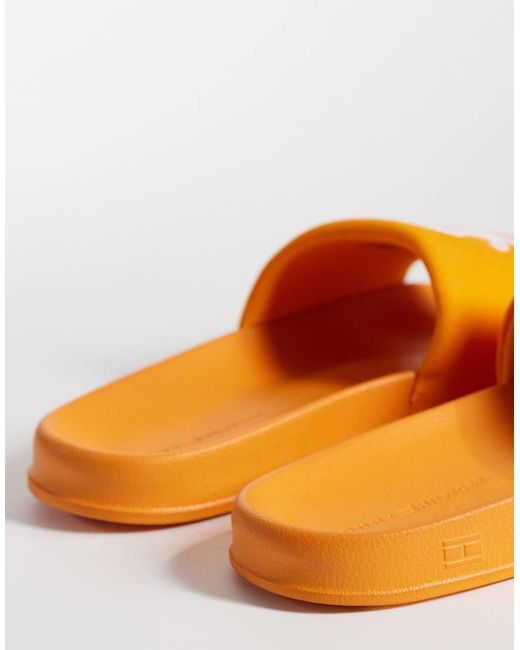 Tommy Hilfiger Orange Embroidered Pool Slider for men