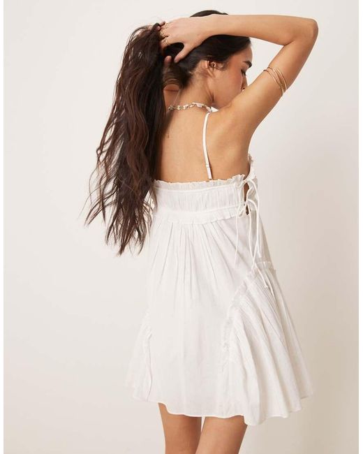 ASOS Natural Babydoll Mini Sundress With Ruffle Hem