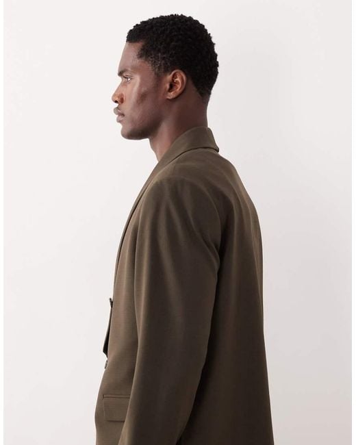 ASOS Brown Boxy Cropped Shawl Suit Jacket for men