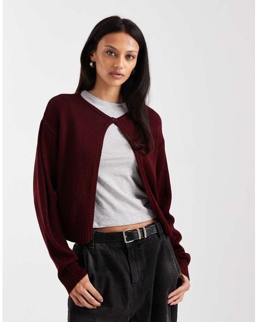 Collusion Red Single Button Knitted Cardi