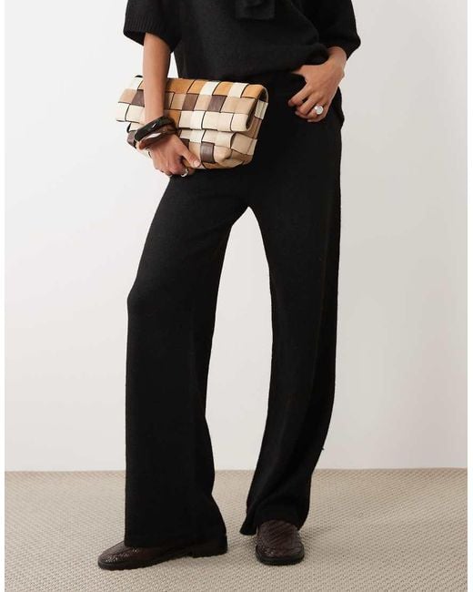 ASOS Black Wide Leg Trouser With Wool Co-Ord