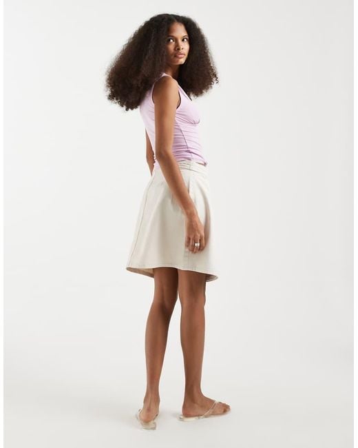Vero Moda White Denim Wrap Mini Skirt