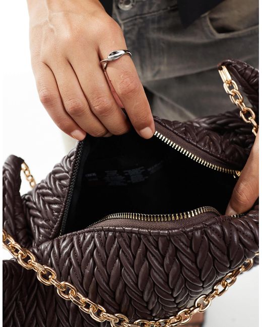 ASOS Black Quilted Slouchy Shoulder Bag With Chain Handle