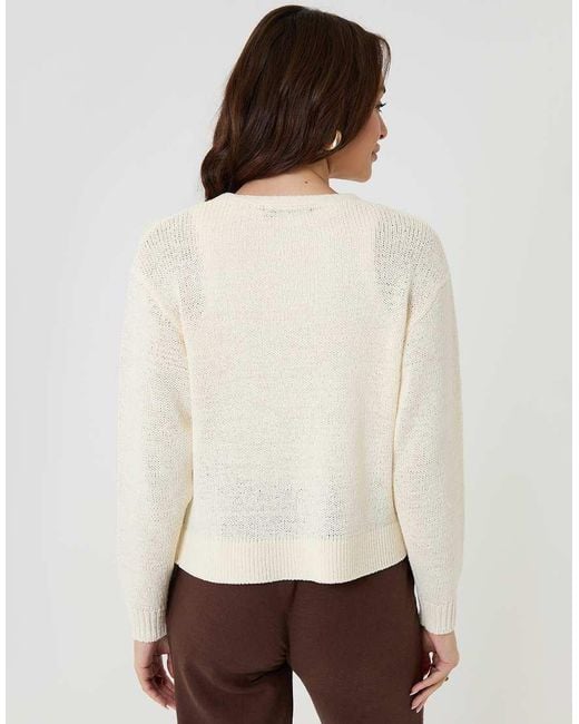 Threadbare White Dropped Shoulder Open Cardigan