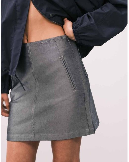 Calvin Klein Blue Metallic Denim Mini Skirt