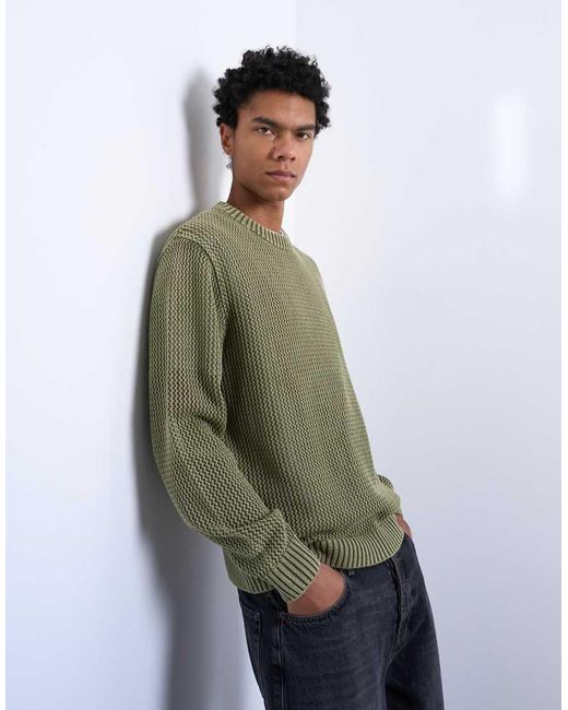 Topman Green Regular Fit Knit Sweater for men