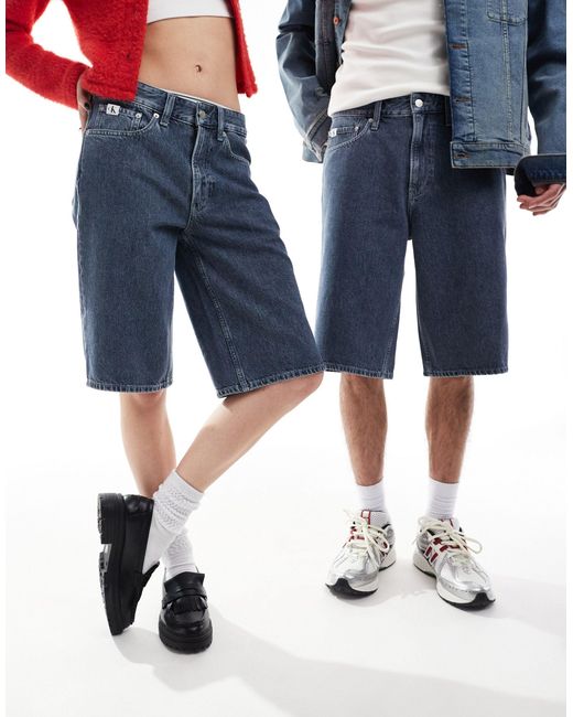 Calvin Klein Blue – gerade unisex-skater-shorts im 90er-stil