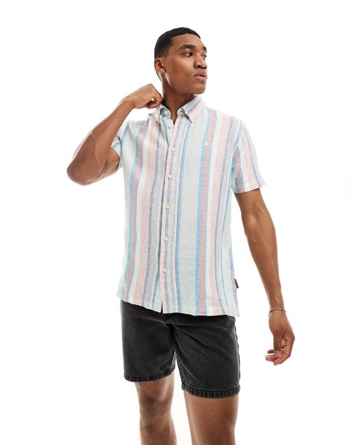 Chemise manches courtes à rayures multicolores Ben Sherman pour homme en coloris White