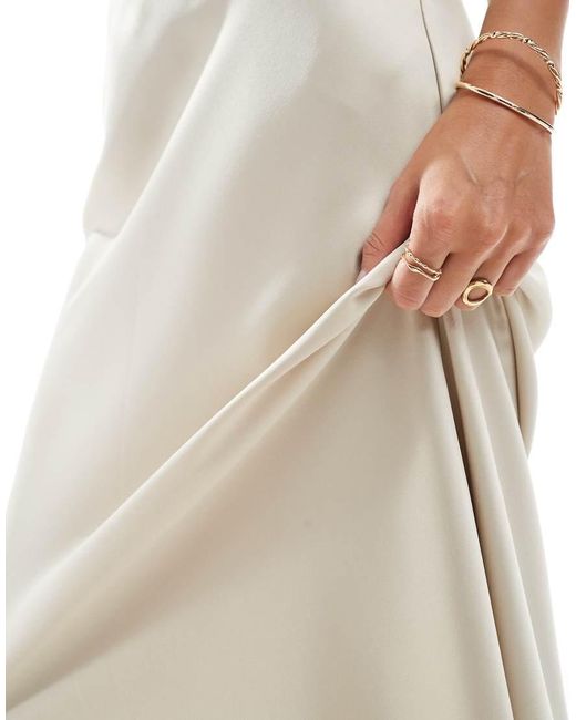Vero Moda White Satin Bias Midi Skirt